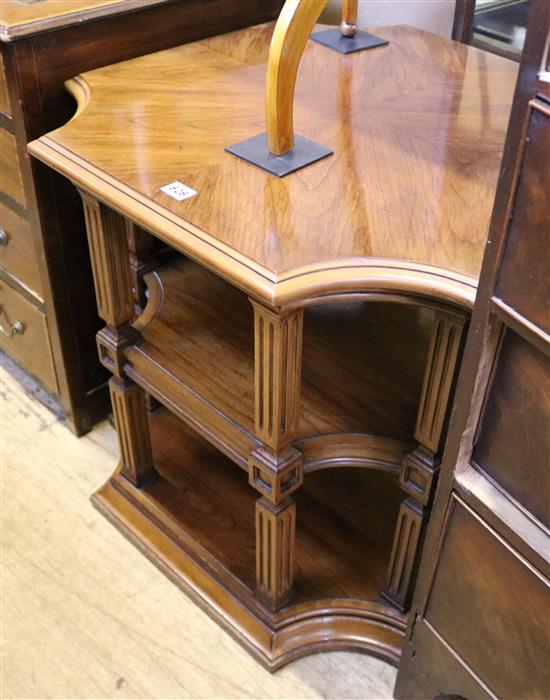 Shaped walnut 3 tier table